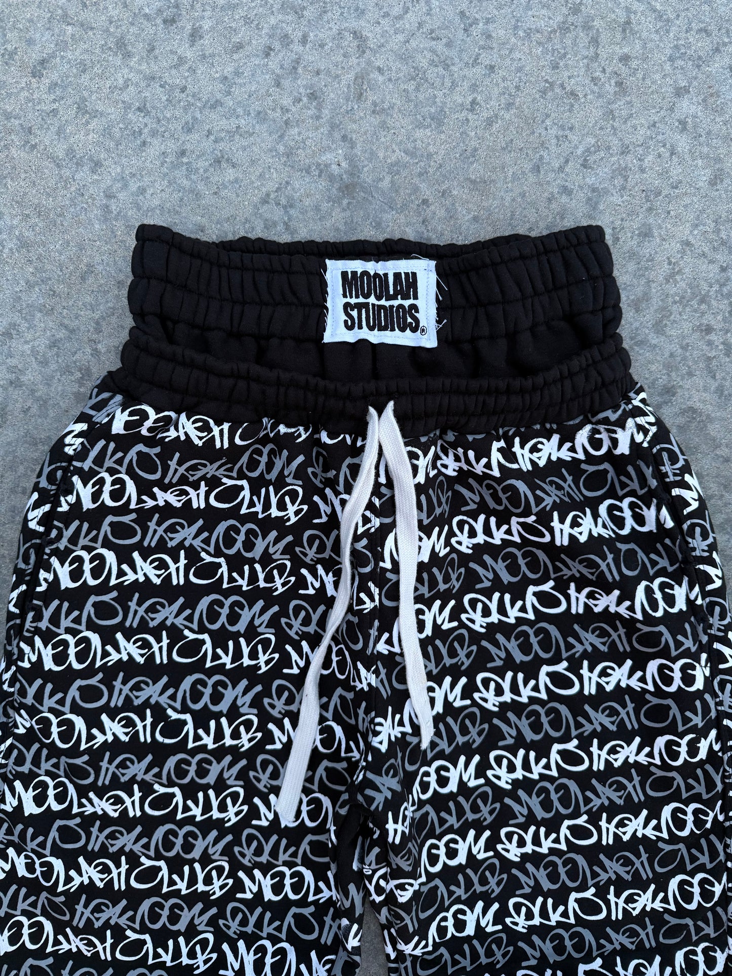 Black MLH Graffiti Double Waist Sweatpants