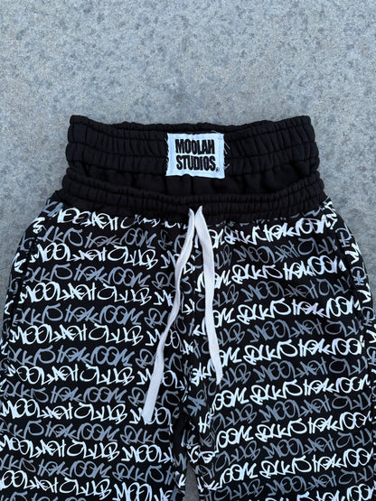 Black MLH Graffiti Double Waist Sweatpants