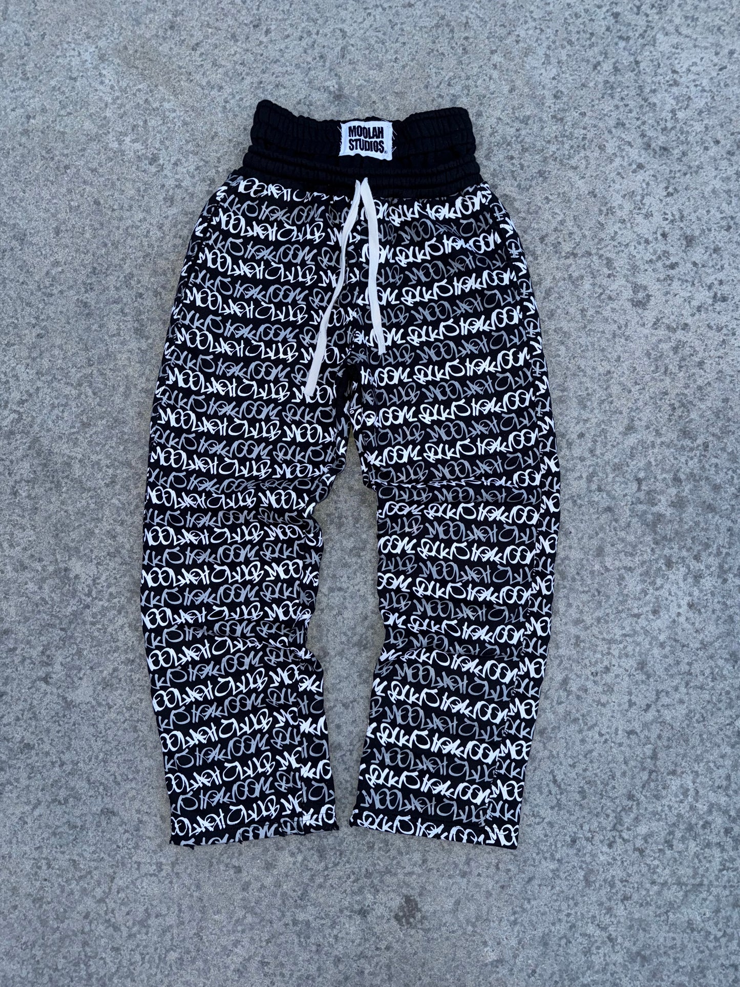 Black MLH Graffiti Double Waist Sweatpants