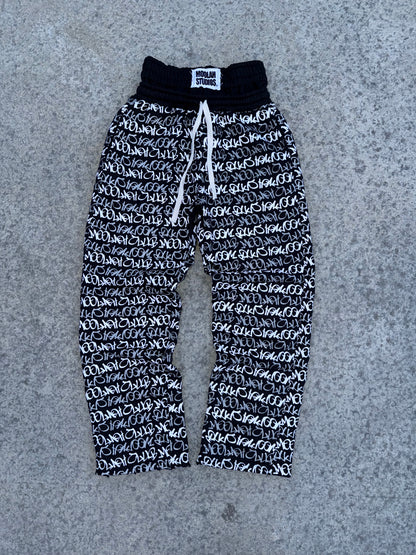 Black MLH Graffiti Double Waist Sweatpants